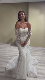 G21-088A - Soft Elfenbein Perlenspitze Prinzessinnen-Ballkleid Brautkleid